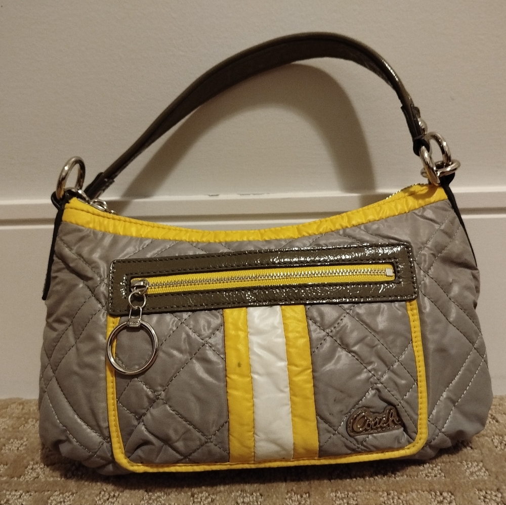 Coach Gray and Yellow Quilted Poppy Bag
